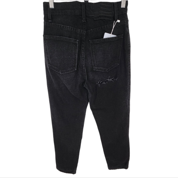 REVICE Ex-Boyfriend Ripped High Waisted Straight Leg Jean Black SZ 24 NWT - Picture 8 of 14